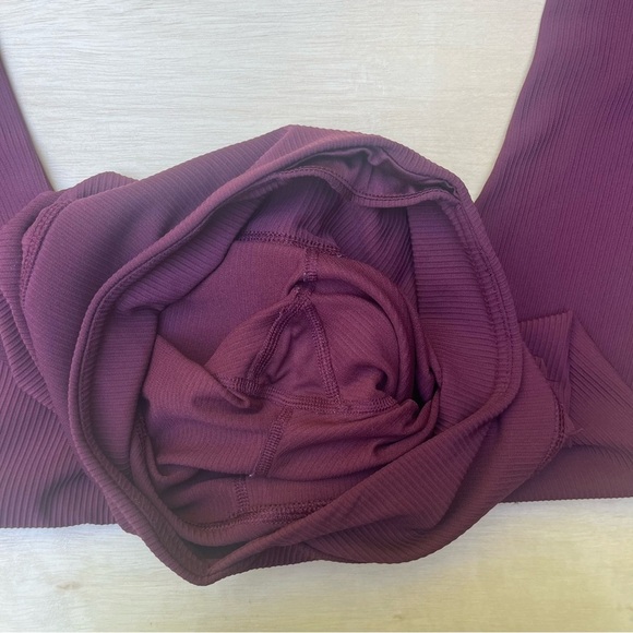 90 Degree By Reflex XS Red Maroon Ribbed Cross Over Tight Fitted womens Leggings - Picture 3 of 8